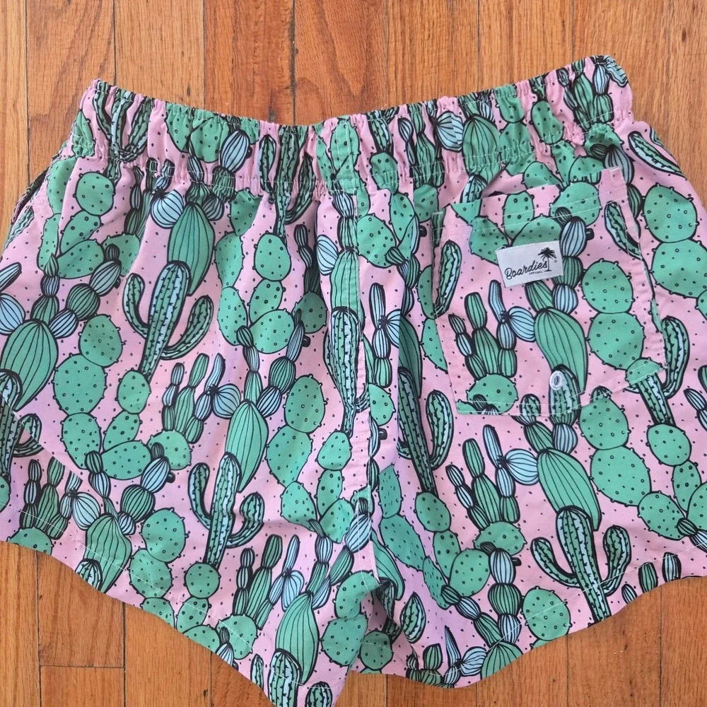 Boardies Apparel Mens Pink Cactus Print Swim Trunks Board‎ Shorts Size L